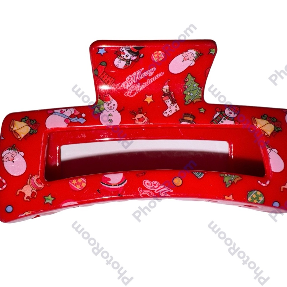 Hair claw clip mini multi Christmas prints red gym stocking stuffer gift idea